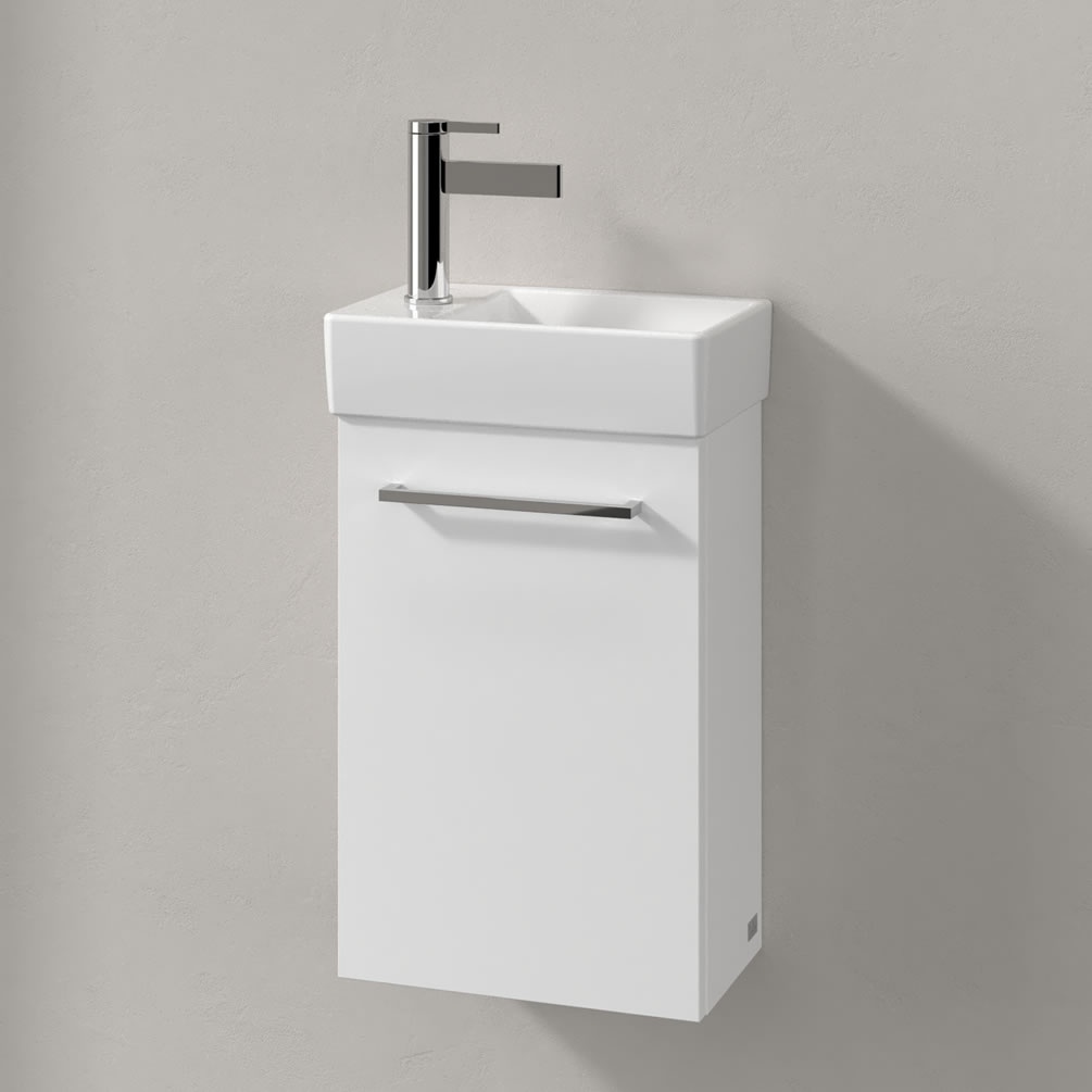 Lifestyle image of Villeroy & Boch Avento White 360mm Left-Handed Cloakroom Vanity Unit